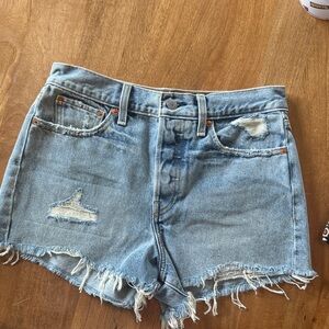 Levi’s Classic Light Blue Distressed Denim Women’s Shorts